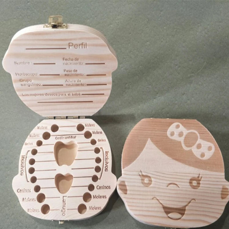 Boîte à Souvenirs en Bois pour Bébé – Rangement des Dents, Lanugo et Cordon Ombilical