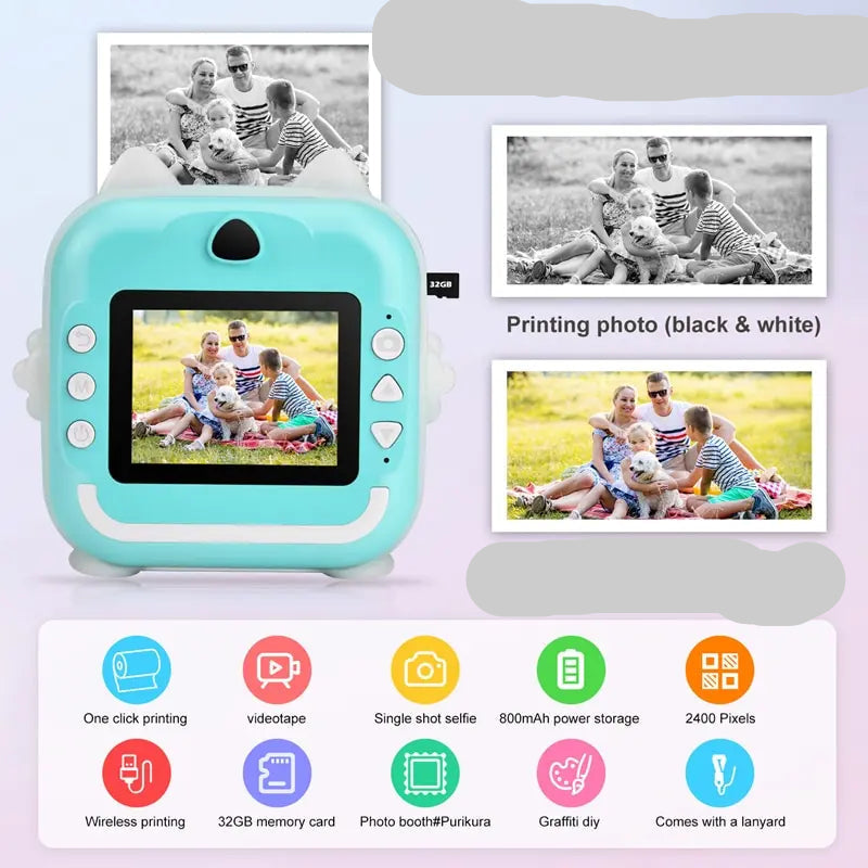Appareil photo numérique instantané pour enfants – 1080P HD avec papier thermique