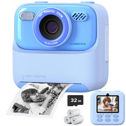 Appareil photo instantané pour enfants 1080P HD – Double objectif, selfie, 32 Go