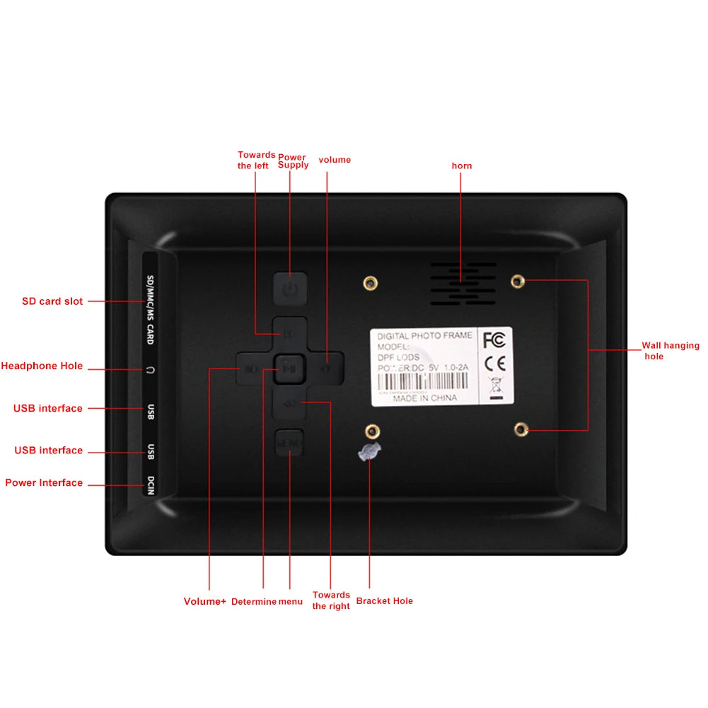 Cadre Photo Numérique LED HD 7 Pouces – Prise en Charge USB/SD/MMC/MS