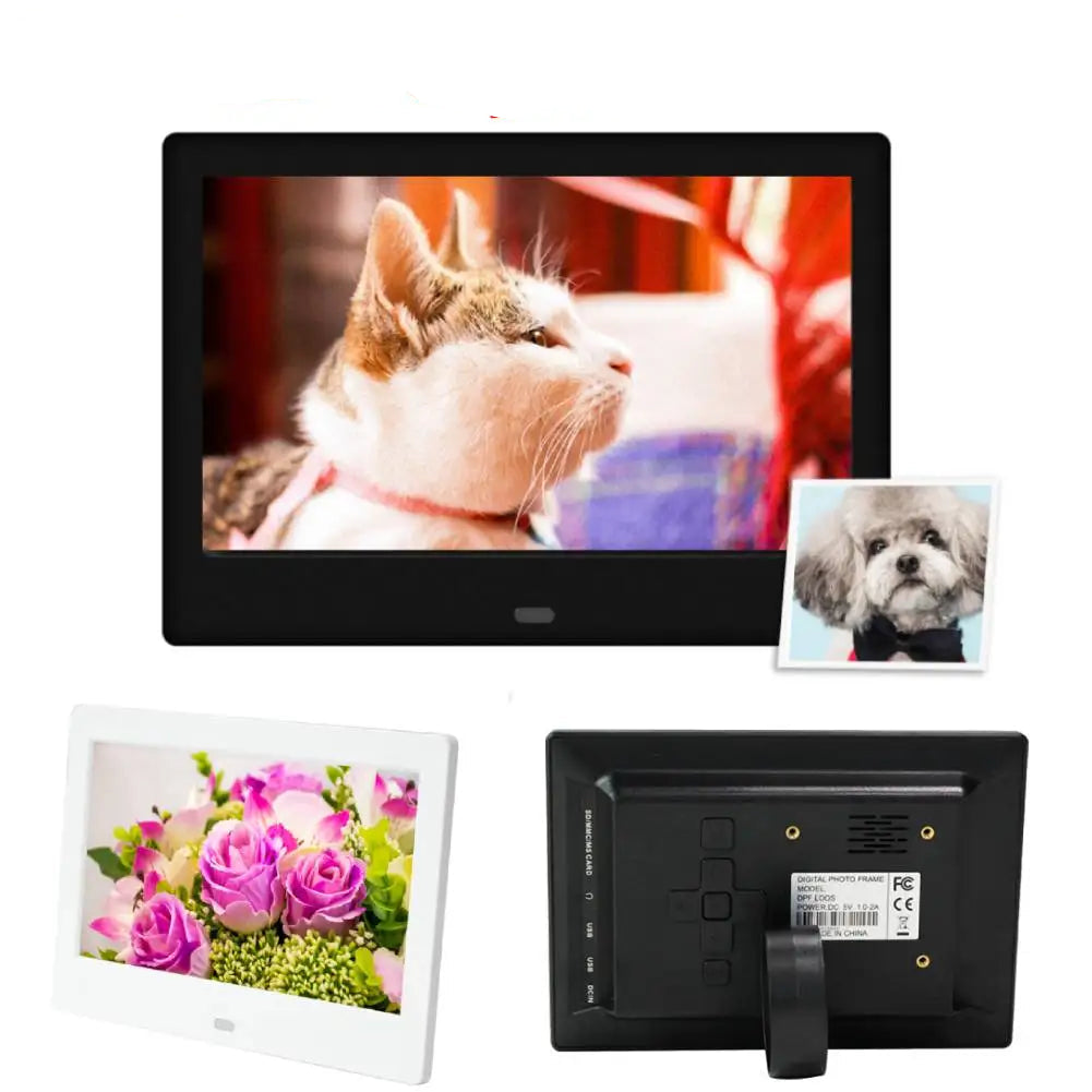 Cadre photo numérique LED HD 7 pouces avec télécommande