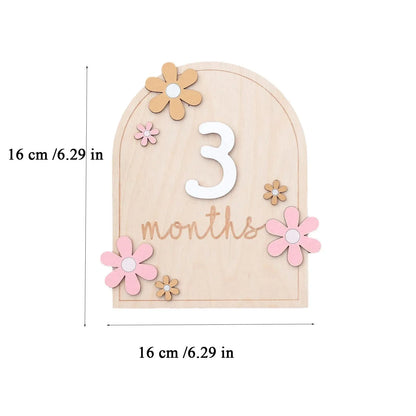 Cartes Étapes Mensuelles en Bois pour Bébé – Accessoires Photo Floraux Recto-Verso