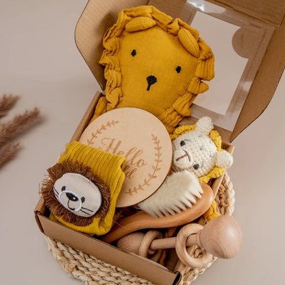 Couverture bébé double face en coton & Coffret cadeau de bain nouveau-né 7 pièces