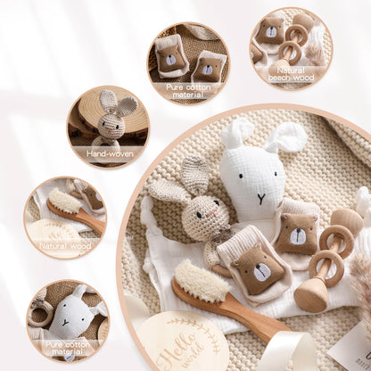 Couverture bébé double face en coton & Coffret cadeau de bain nouveau-né 7 pièces