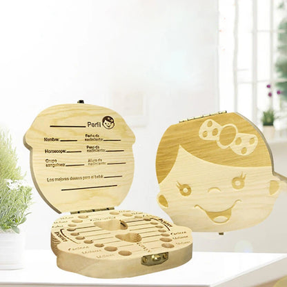 Boîte à Souvenirs en Bois pour Bébé – Rangement des Dents, Lanugo et Cordon Ombilical