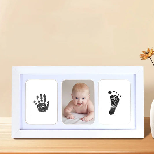 Kit Empreintes Mains et Pieds Bébé Nouveau-né – Tampon d’encre & Cadre photo souvenir