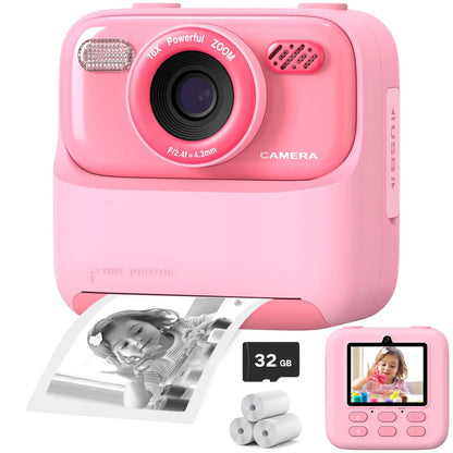 Appareil photo instantané pour enfants 1080P HD – Double objectif, selfie, 32 Go